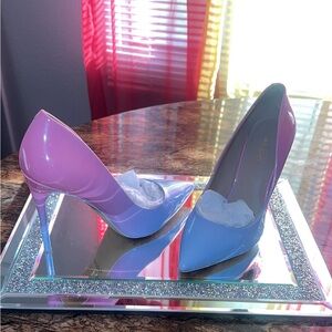 Pink and blue heels